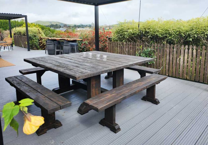 black outdoor table set