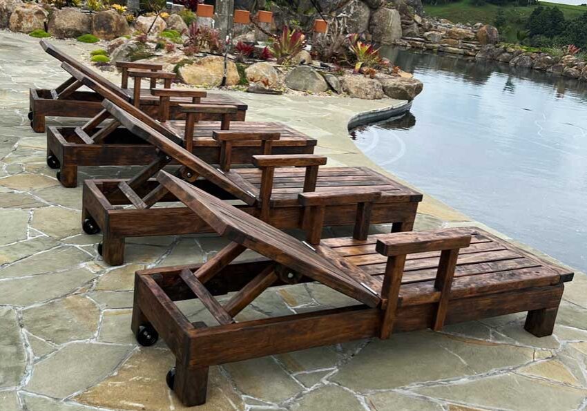 rustic pool loungers